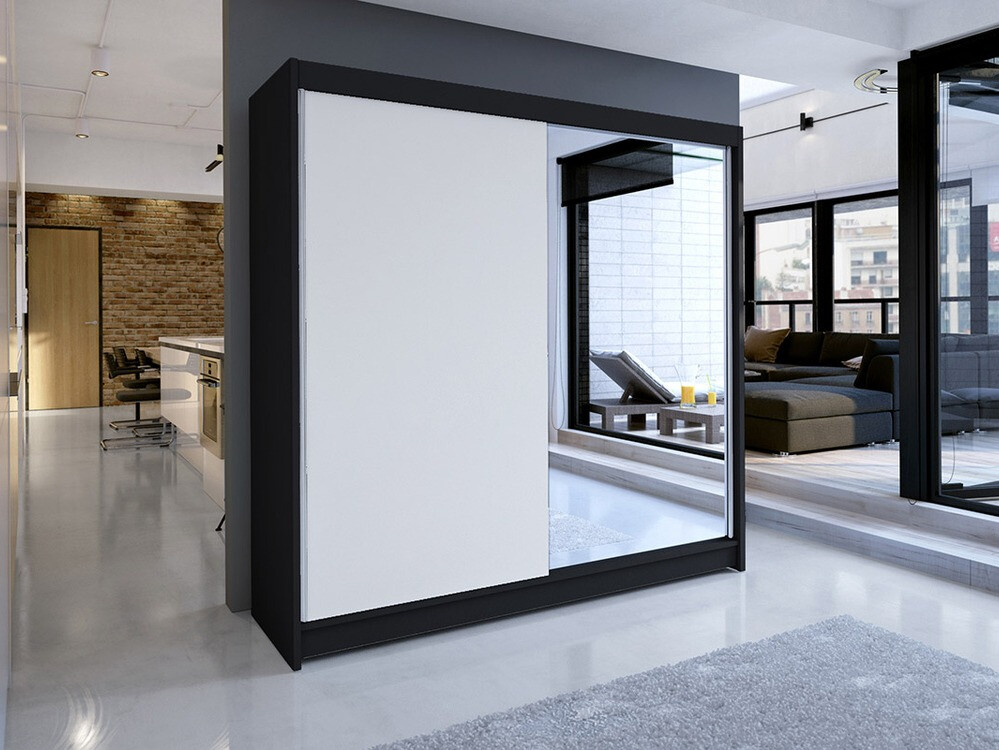 Riidekapp Closico Cavaris I (Must + Valge)