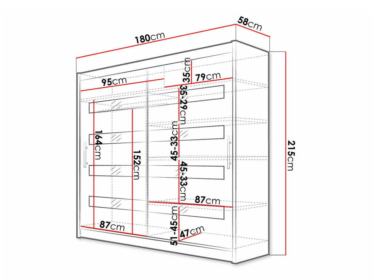 Riidekapp Closico Pallor XI (Valge + Läikiv must)