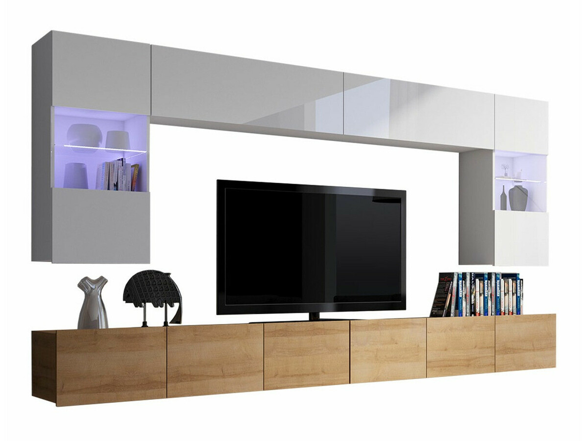 Elutoa komplekt Tivdalu 105 (Golden Oak + Valge + Läikiv valge)