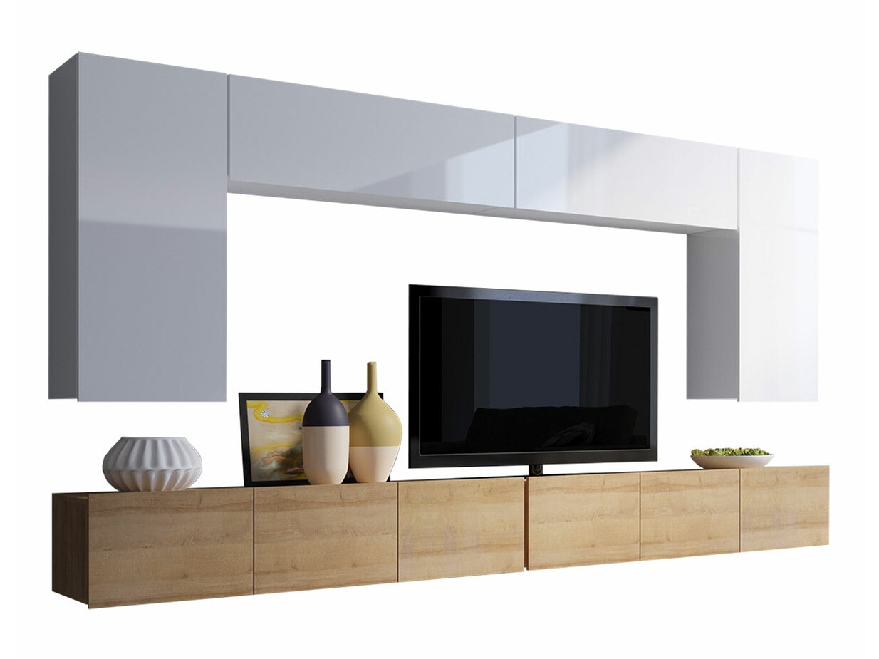 Elutoa komplekt Tivdalu 135 (Golden Oak + Valge + Läikiv valge)