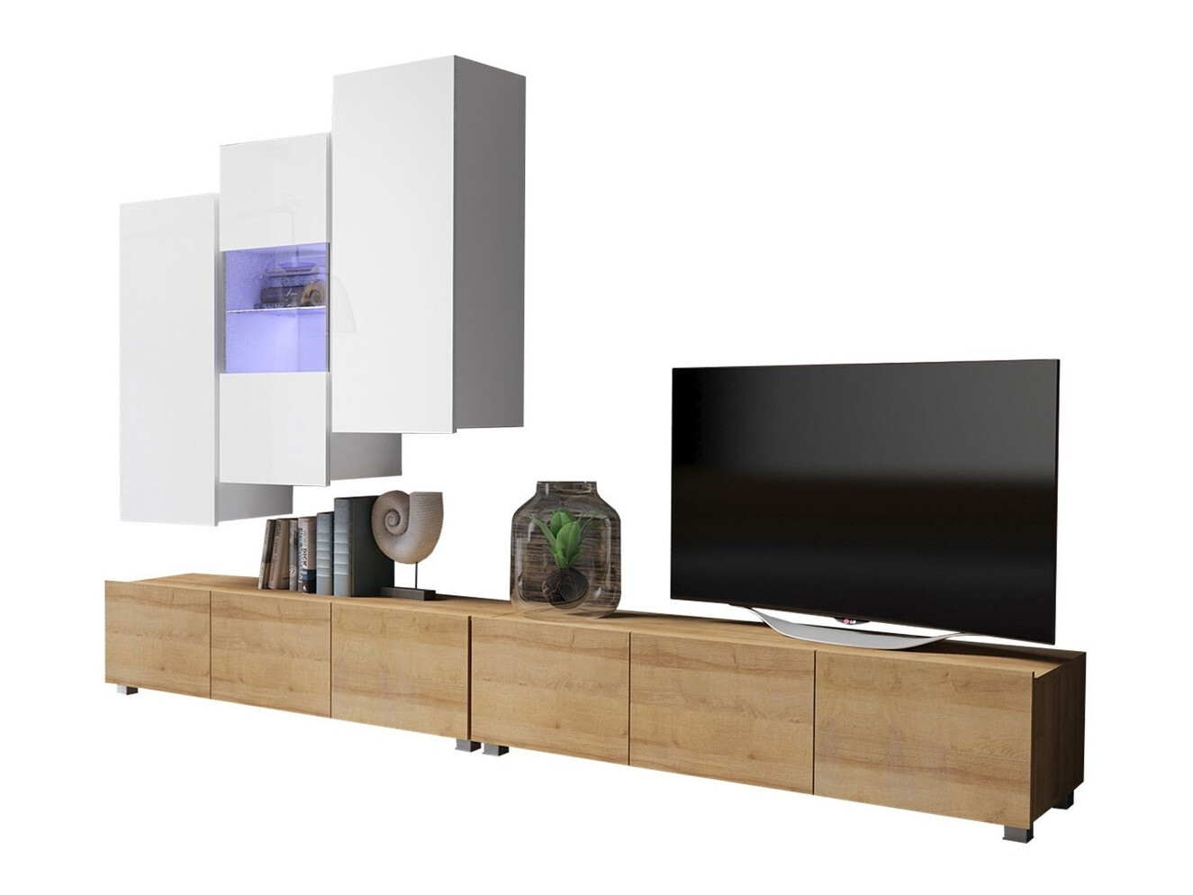 Elutoa komplekt Tivdalu 133 (Golden Oak + Valge + Läikiv valge)