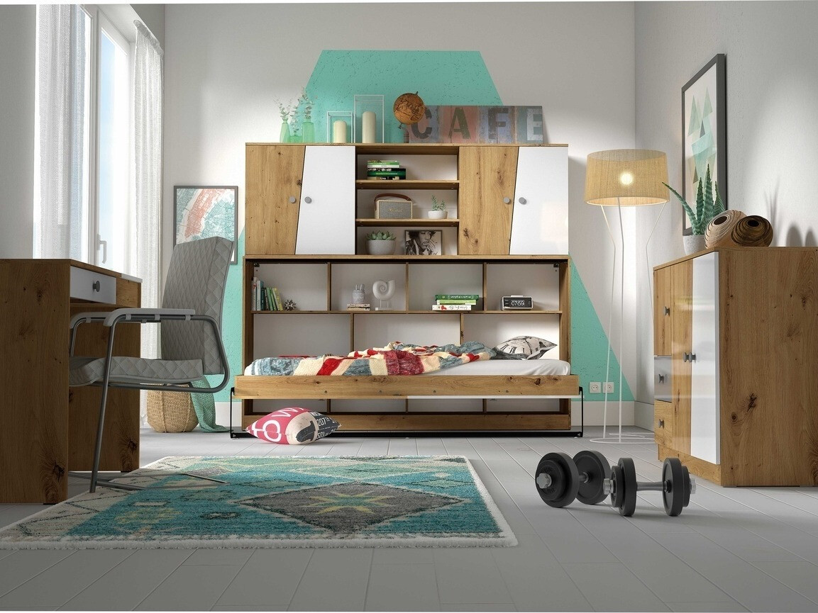 Kappvoodi Mirelbu 114 (Artisan tamm + Läikiv valge + Hall)