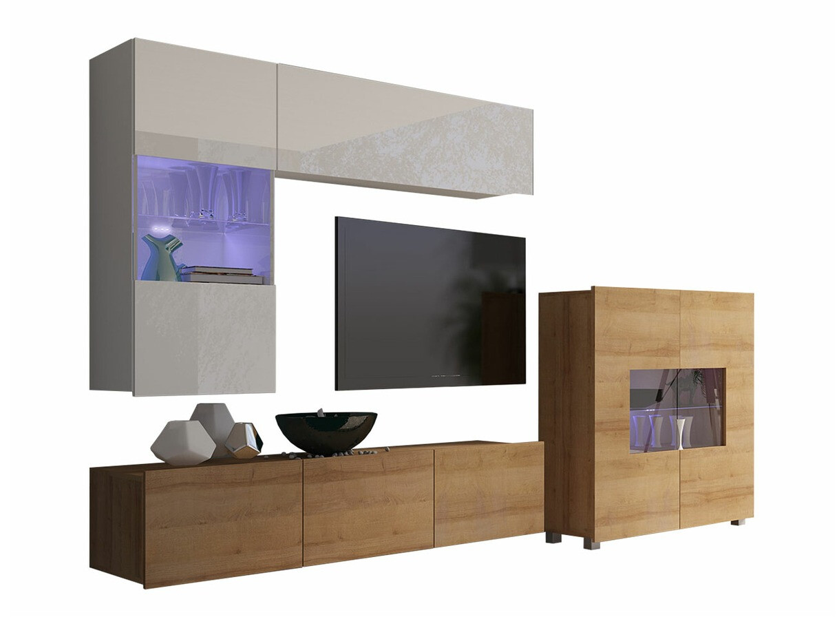 Elutoa komplekt Tivdalu 107 (Golden Oak + Valge + Läikiv valge)