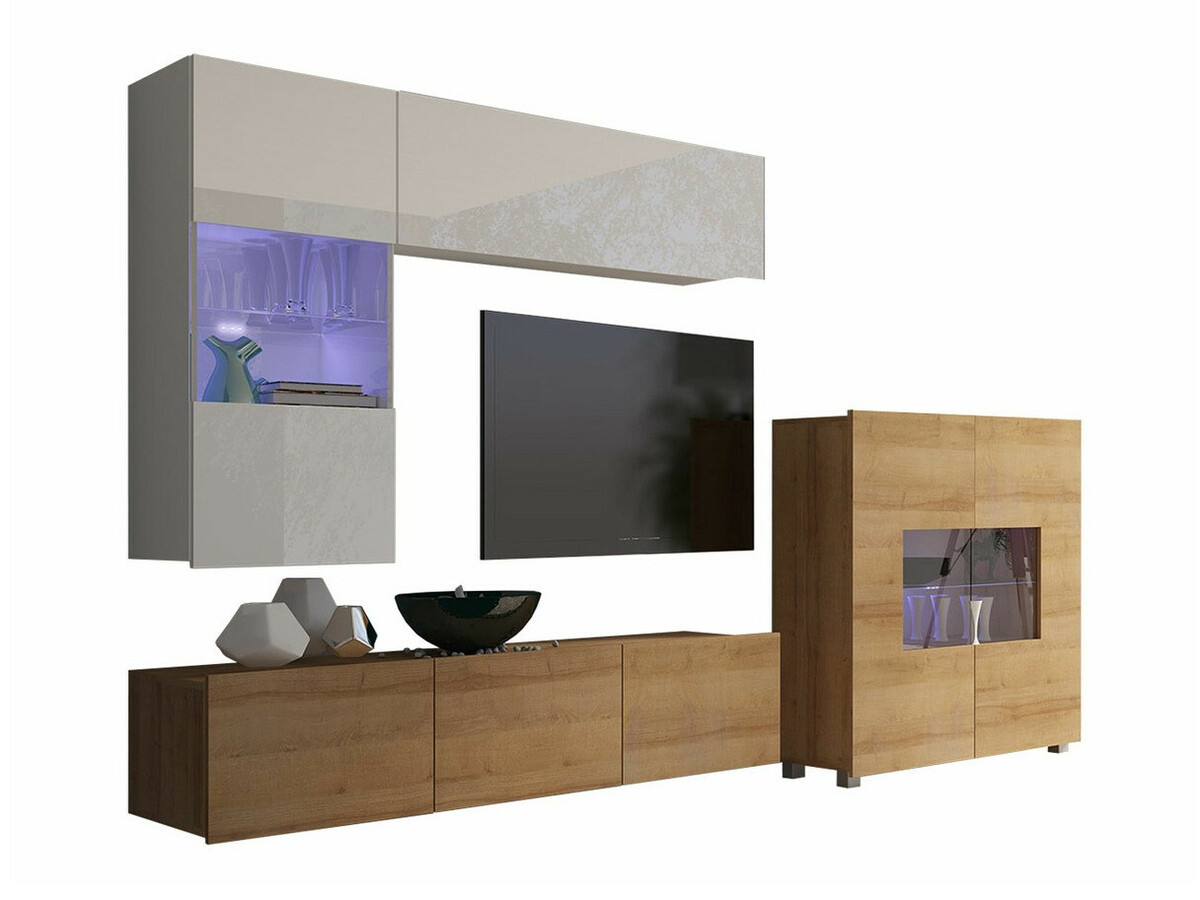 Elutoa komplekt Tivdalu 107 (Golden Oak + Valge + Läikiv valge)