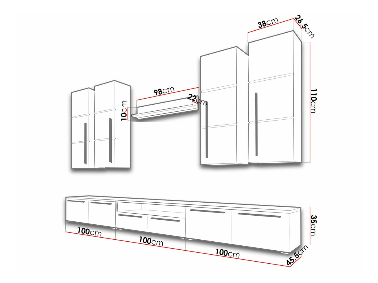 Elutoa komplekt Flos (Valge + Läikiv valge)