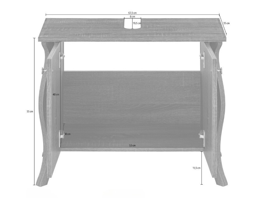 Vannitoa põrandakapp kraanikausile Ophtole 100 (Hall tamm)