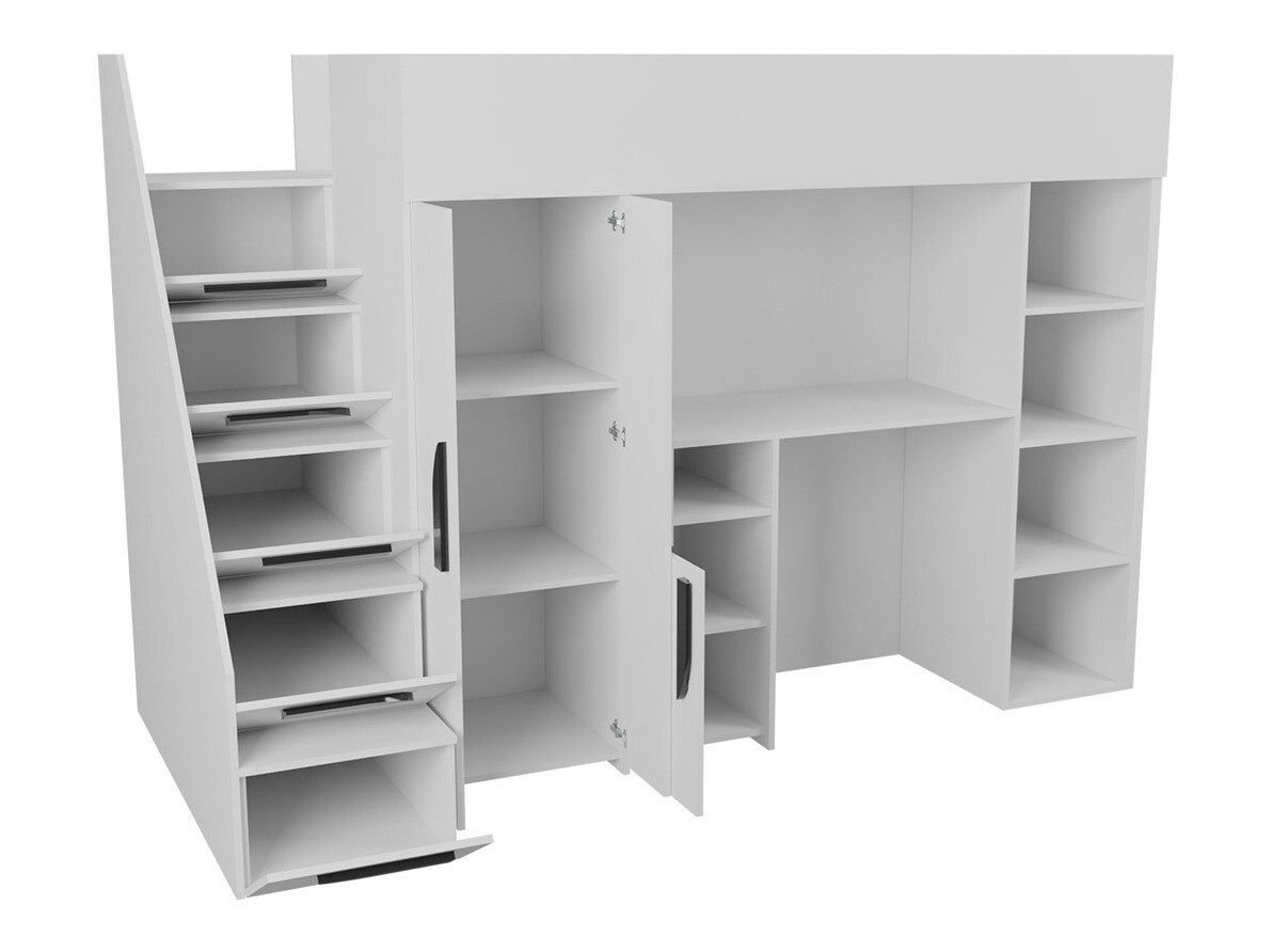 Kõrge voodi Hartford 192 (Valge + Läikiv roosa + Läikiv valge)