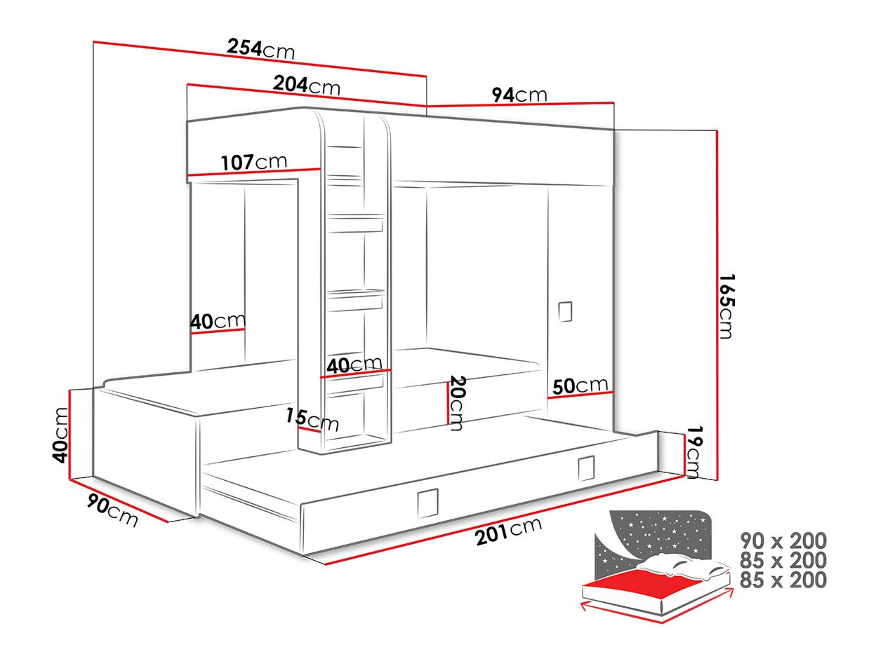 Narivoodi Hartford 191 (Valge + Läikiv must + Läikiv valge)