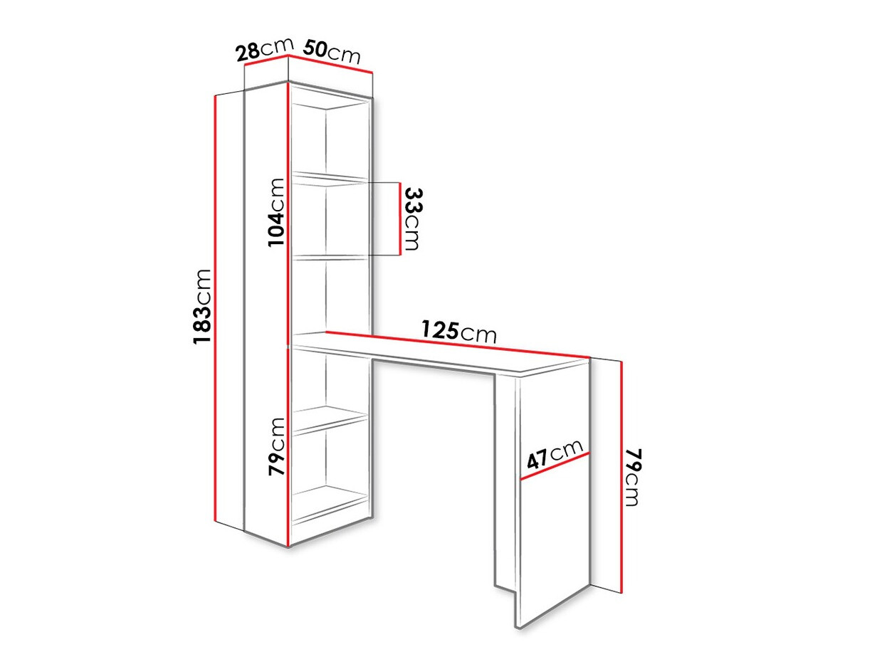 Kirjutuslaud Dover 109 (Valge)