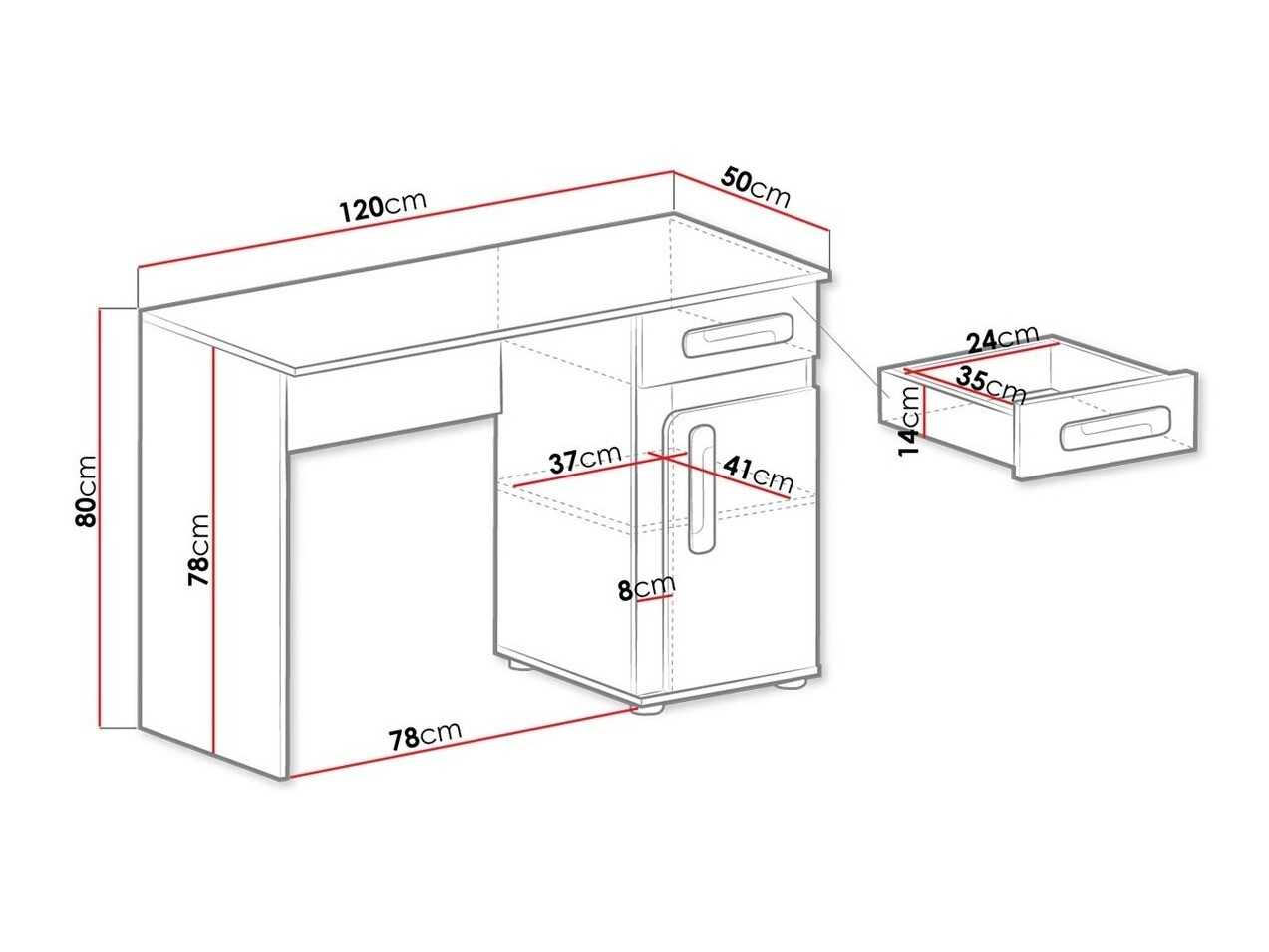 Kirjutuslaud Aviseve 100 (Antratsiit + Valge)