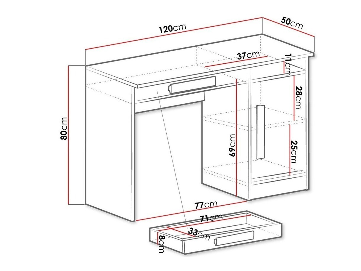 Kirjutuslaud Merevari 100 (Valge + Läikiv valge + Hall)