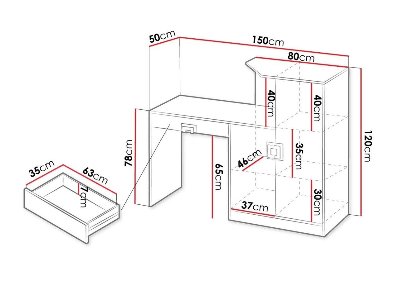 Kirjutuslaud Tolfere 105 (Hele tamm + Valge)