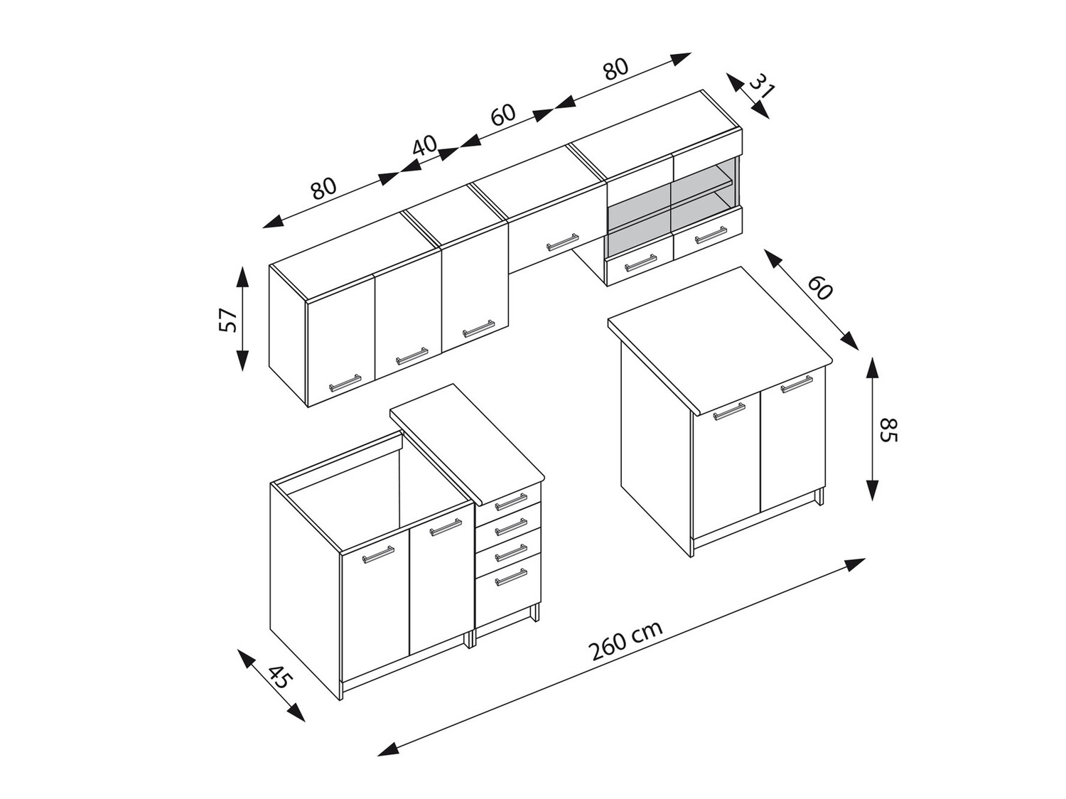 Köögikomplekt Houston 1138 (Tume tamm)