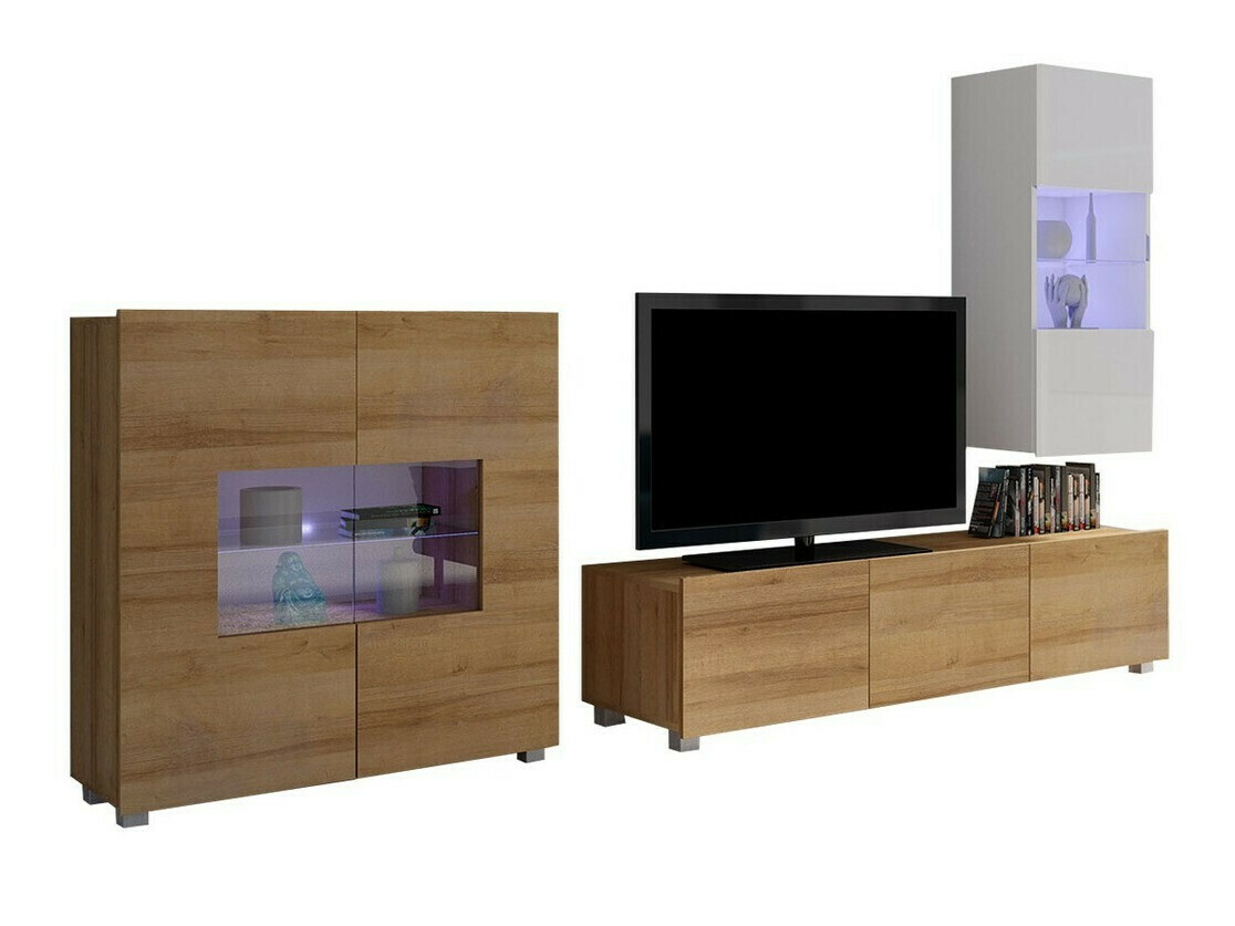Elutoa komplekt Remus VII (Golden Oak + Valge + Läikiv valge)