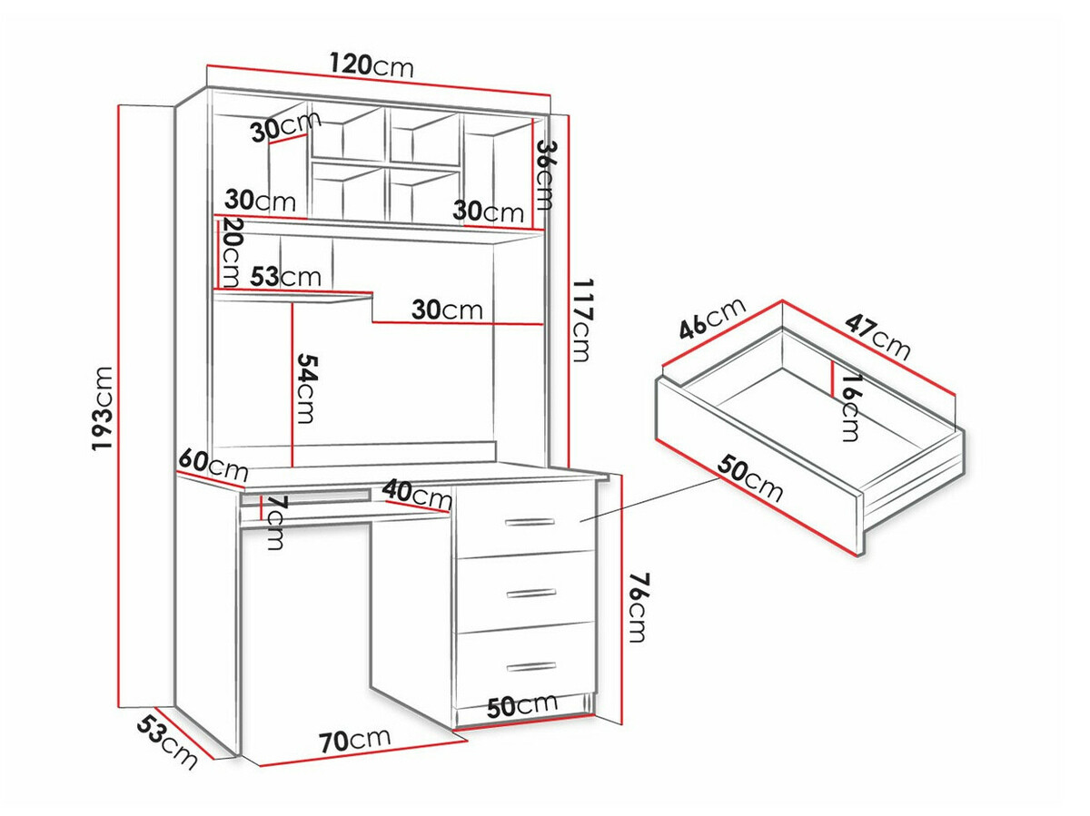 Kirjutuslaud Campus (Valge + Läikiv valge + Läikiv hall)