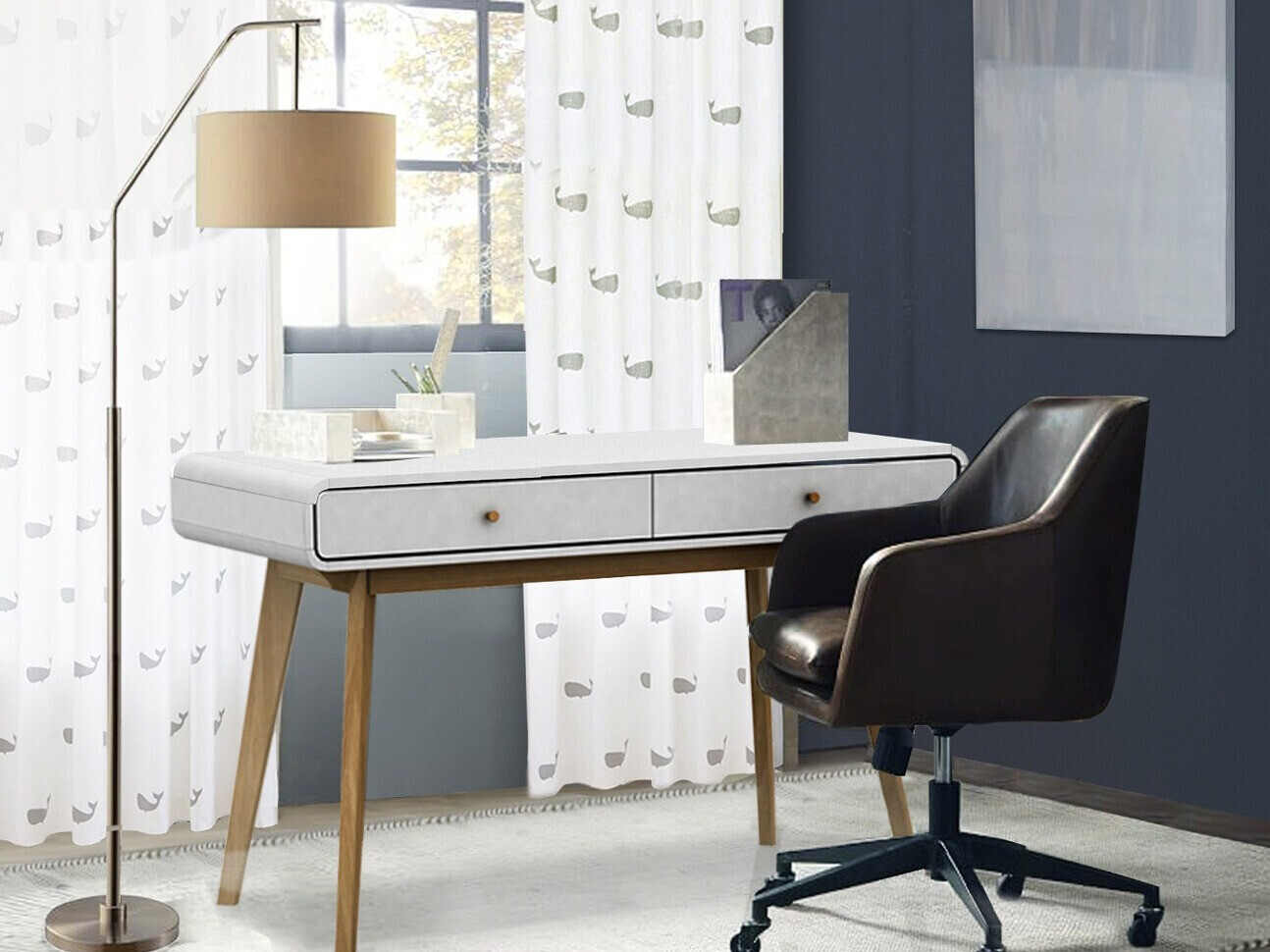 Kirjutuslaud Elbtena 108 (Valge + Tamm)