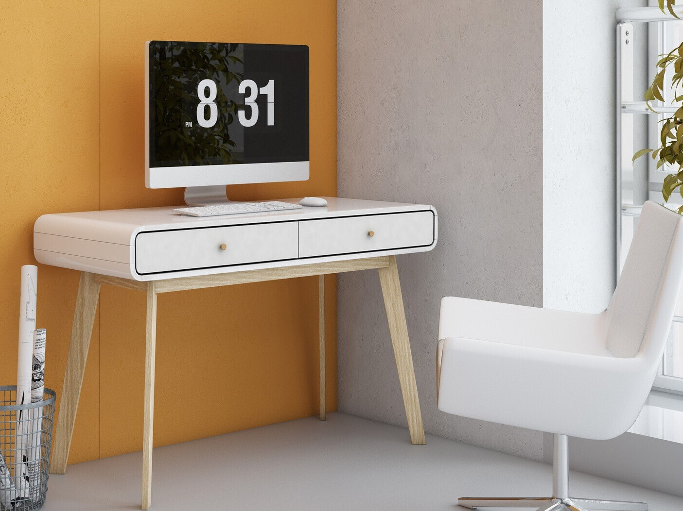 Kirjutuslaud Elbtena 108 (Valge + Tamm)