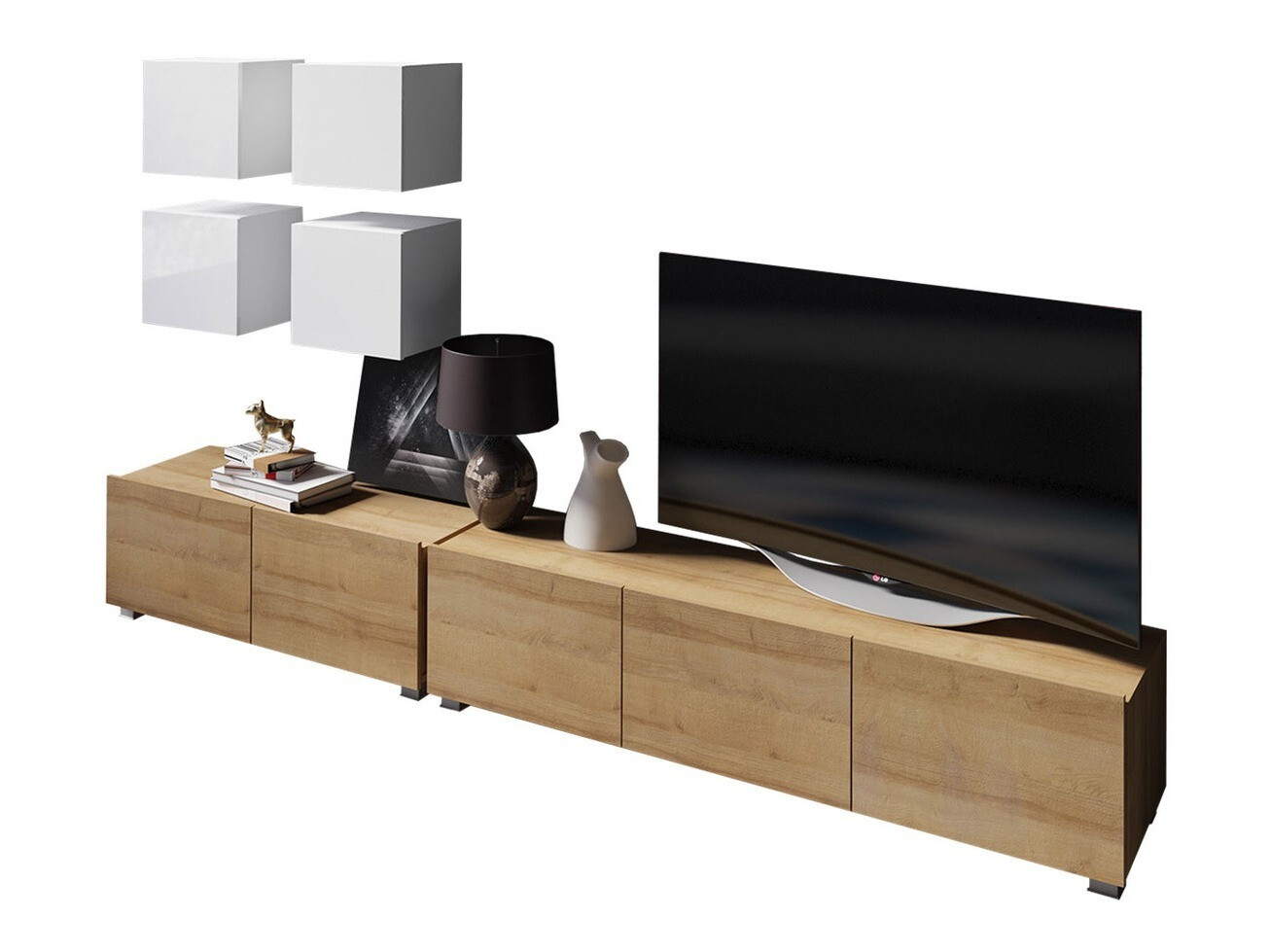 Elutoa komplekt Remus XVIII (Golden Oak + Valge + Läikiv valge)