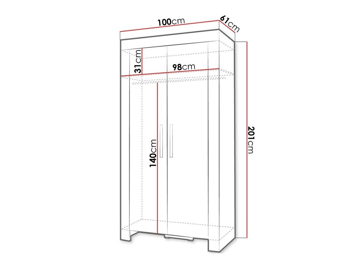 Riidekapp Melfeli 100 (Sonoma tamm)