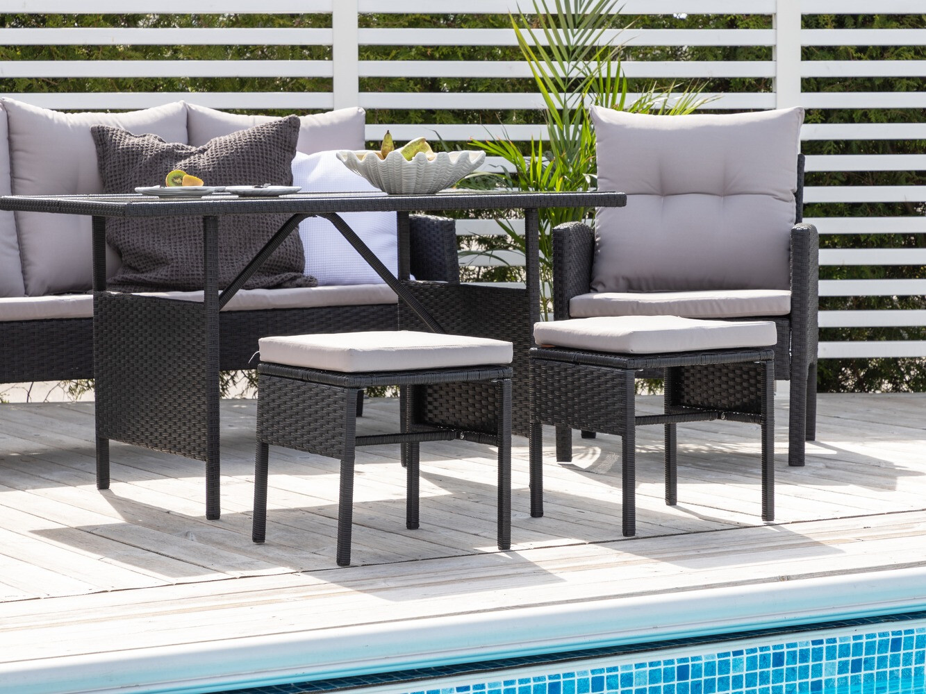 Aiamööblikomplekt Dallas 2473 (Must + Hall)