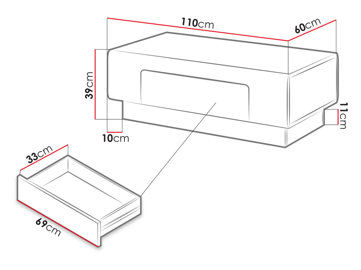 Diivanilaud Torsone 111 (Valge + Läikiv valge)