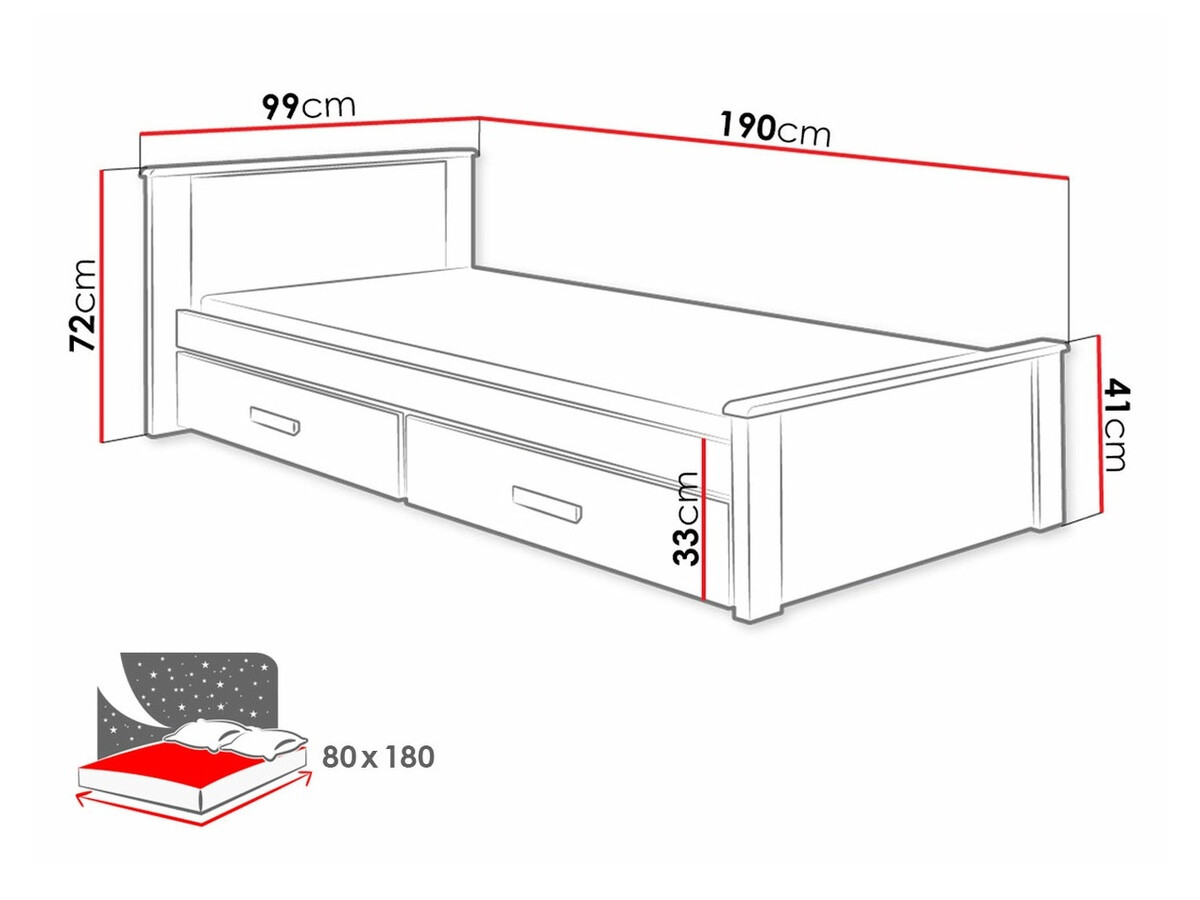 Voodi Henderson 115 (Valge + Sonoma tamm)