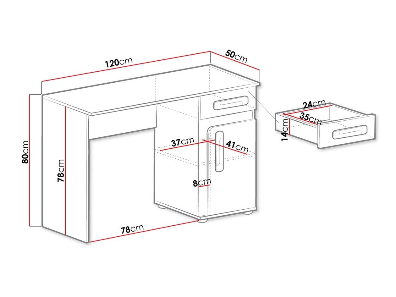 Kirjutuslaud Levtala 109 (Antratsiit + Valge + Roosikarva)