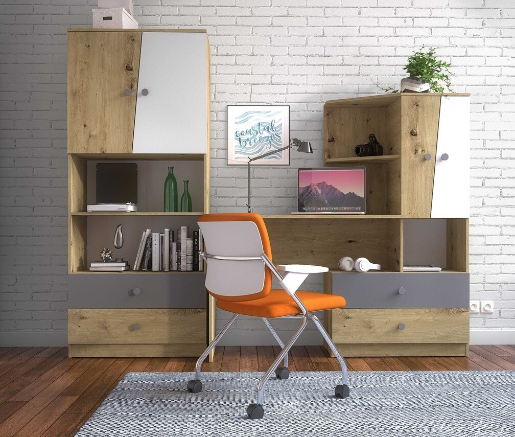 Kirjutuslaud Mirelbu 110 (Artisan tamm + Läikiv valge)