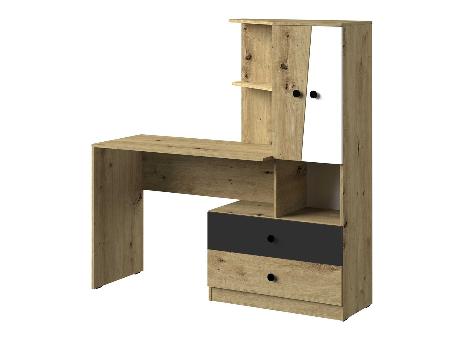 Kirjutuslaud Mirelbu 110 (Artisan tamm + Valge + Must)