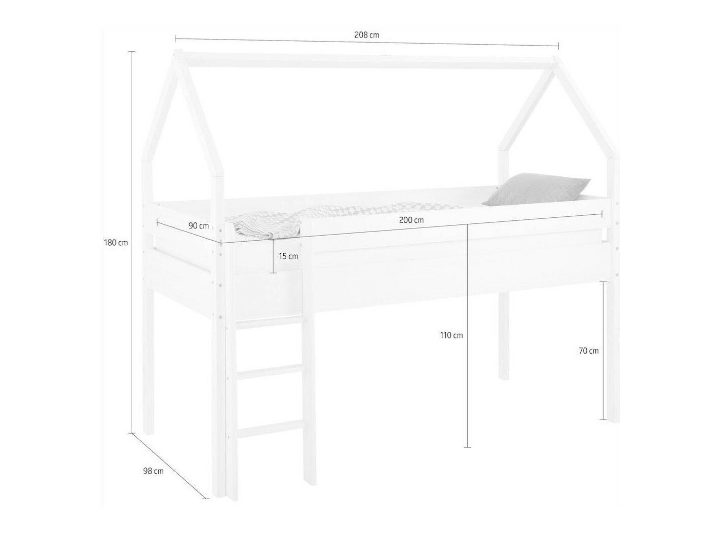 Kõrge voodi Ruvfiva 106 (Valge)
