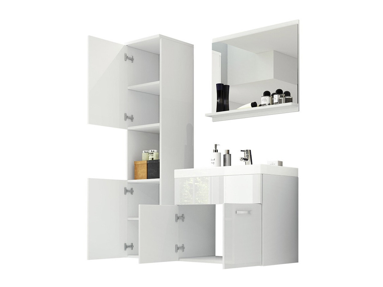 Vannitoakomplekt Sarasota 122 (Wotani tamm + Läikiv valge)