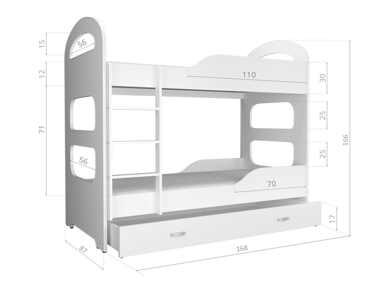 Narivoodi Aurora 116 (Valge + Roosikarva)