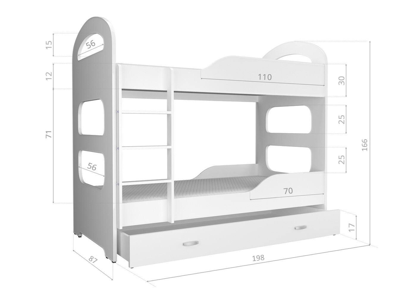 Narivoodi Aurora 116 (Valge + Roosikarva)