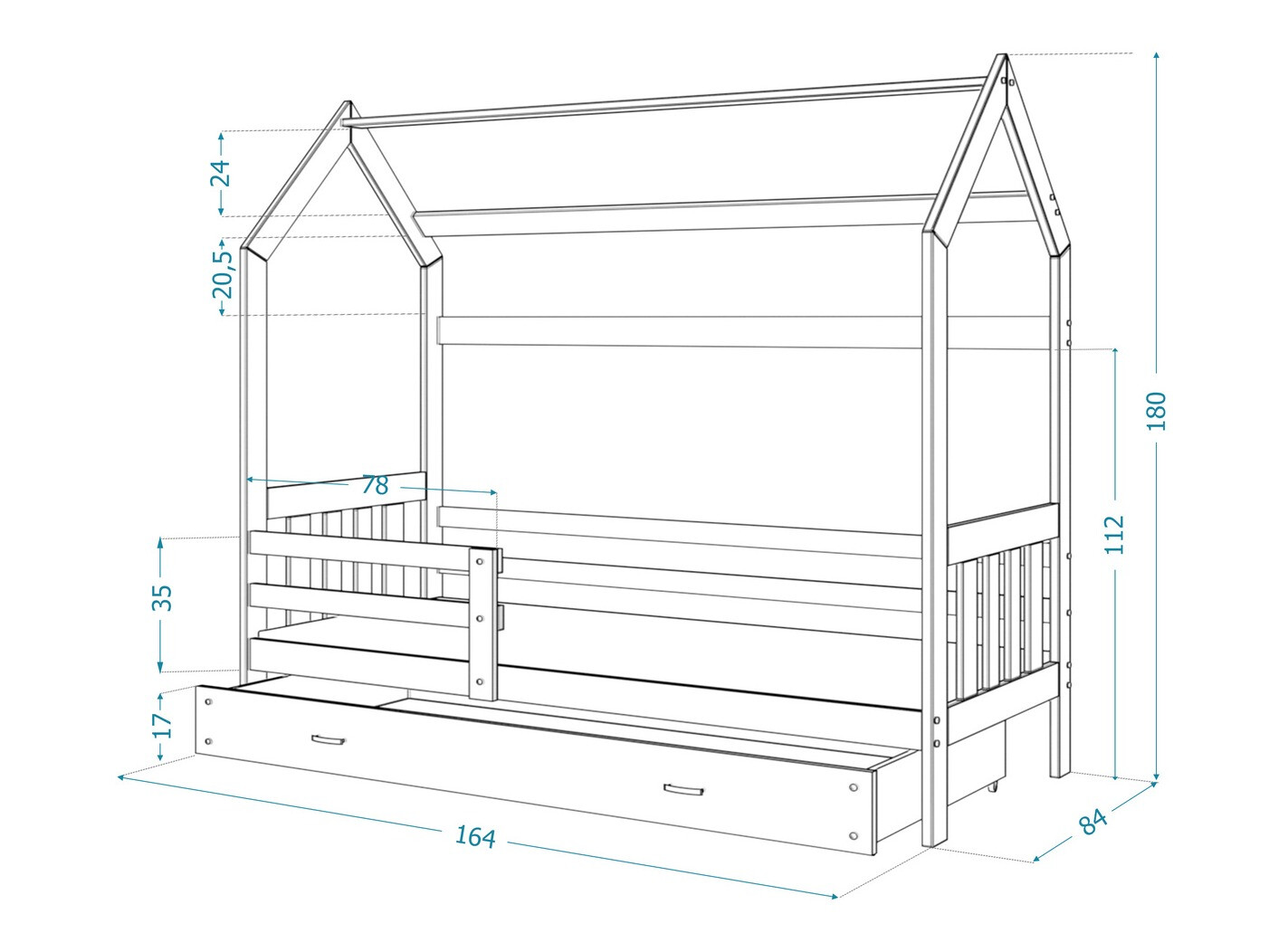 Voodi Aurora 122 (Valge)