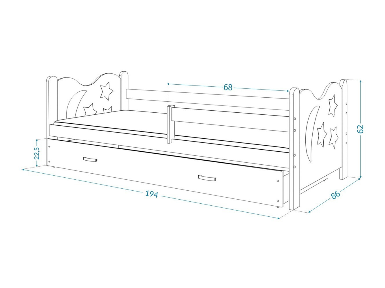 Voodi Aurora 124 (Valge)