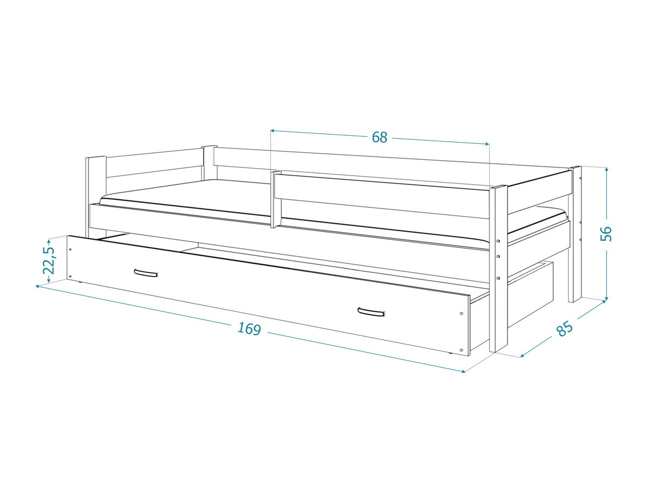 Voodi Aurora 125 (Valge)