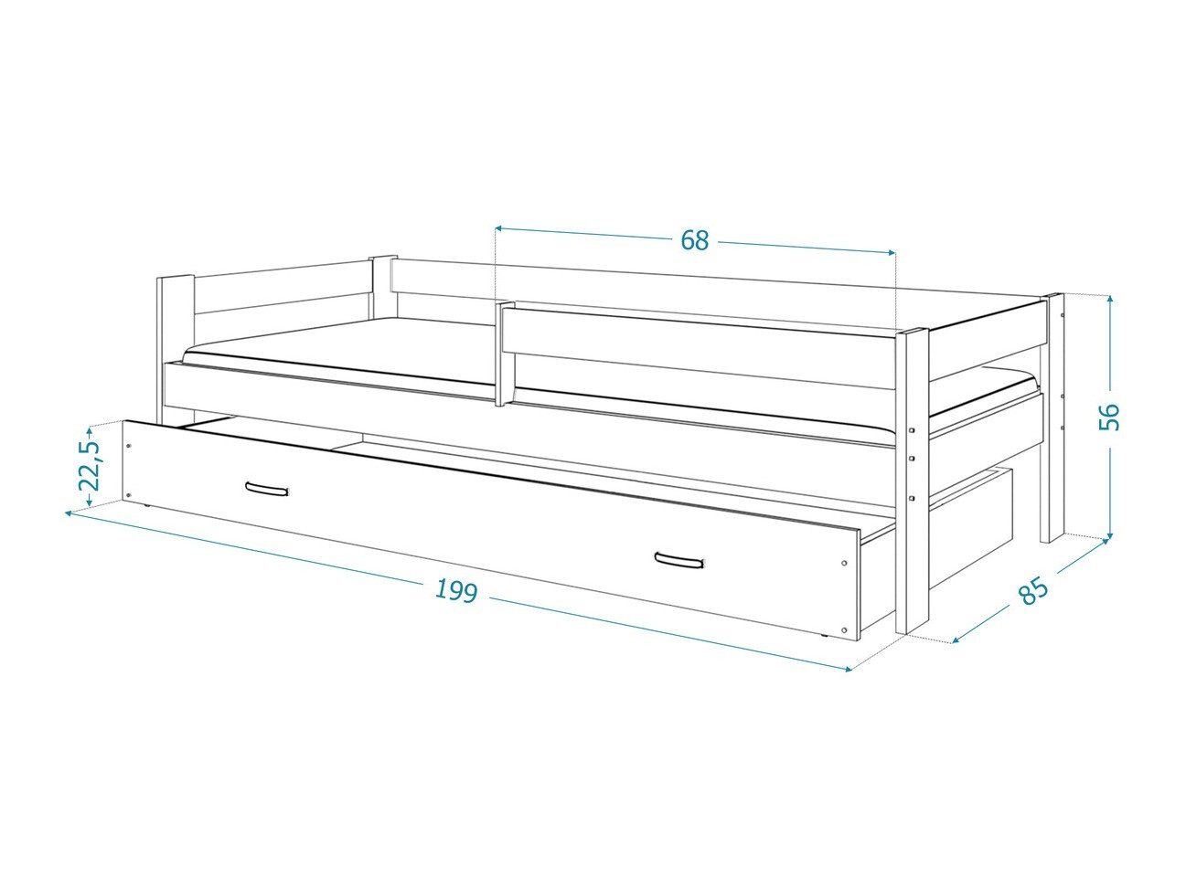 Voodi Aurora 125 (Valge)