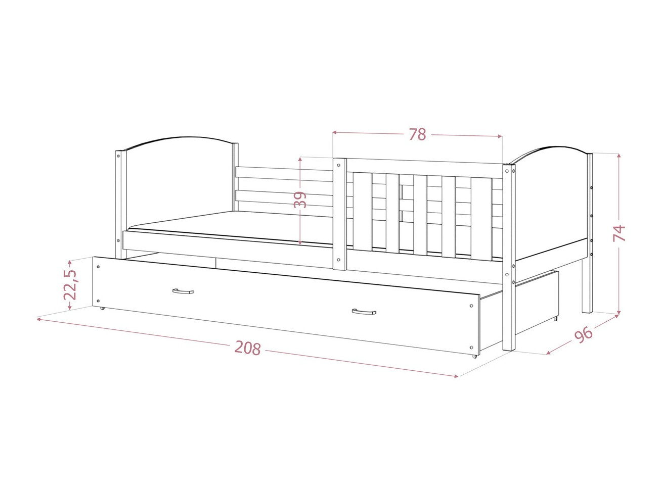Voodi Aurora 131 (Valge)