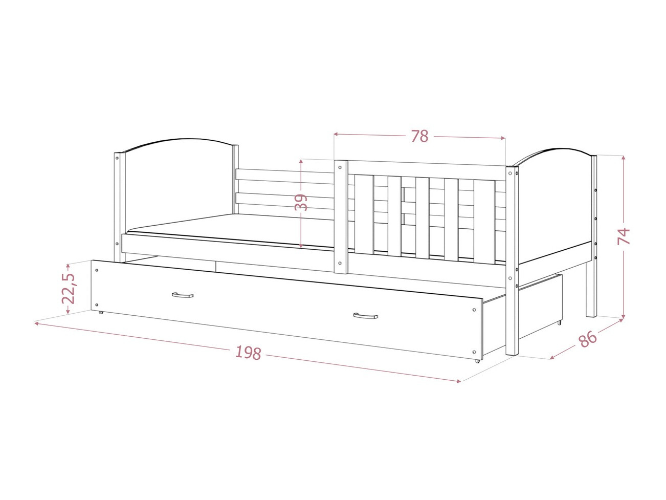 Voodi Aurora 131 (Valge)