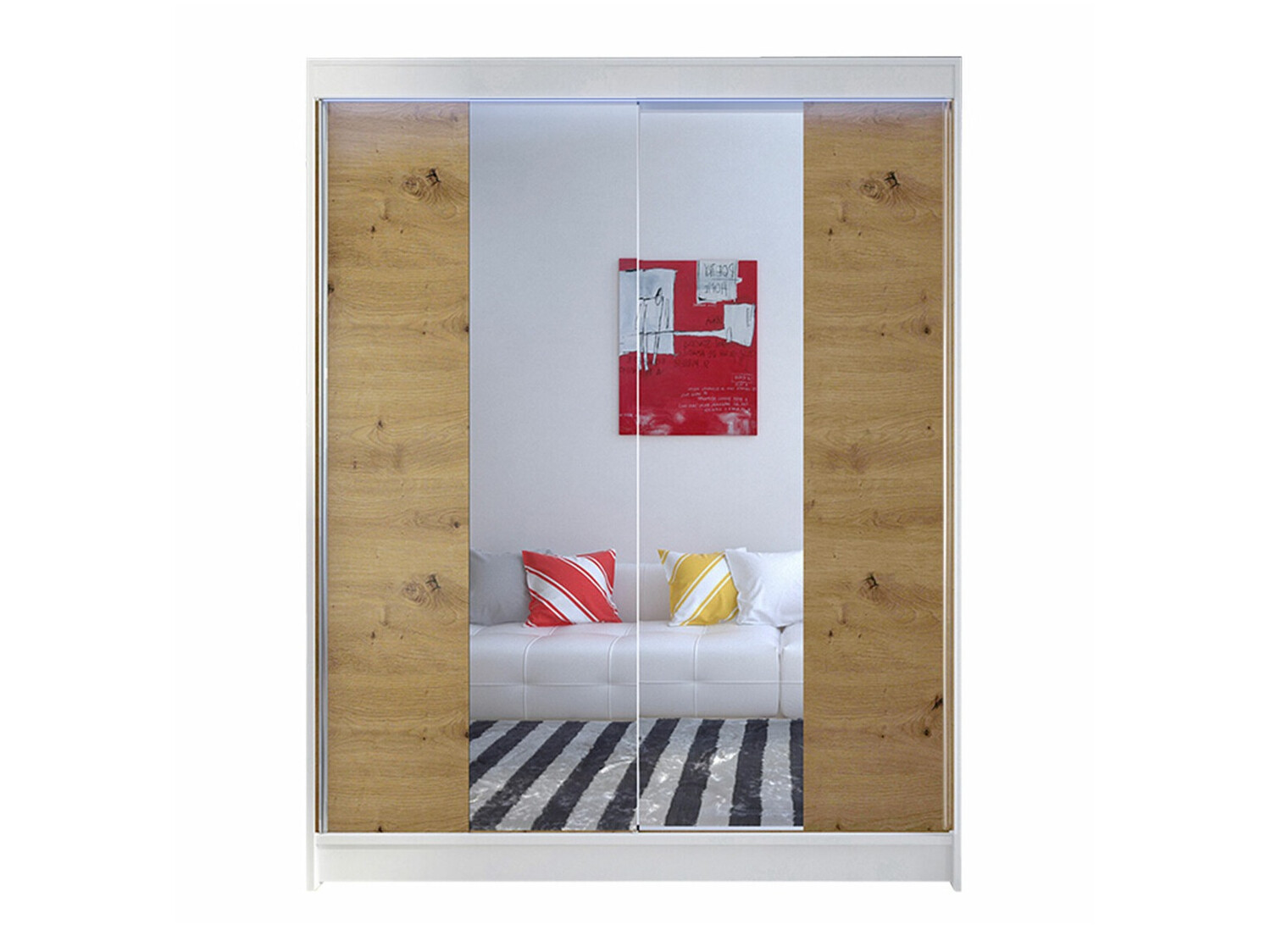 Riidekapp Closico 141 (Valge + Artisan tamm)