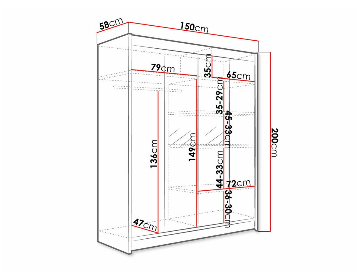 Riidekapp Closico Vastor II (Must + Artisan tamm)