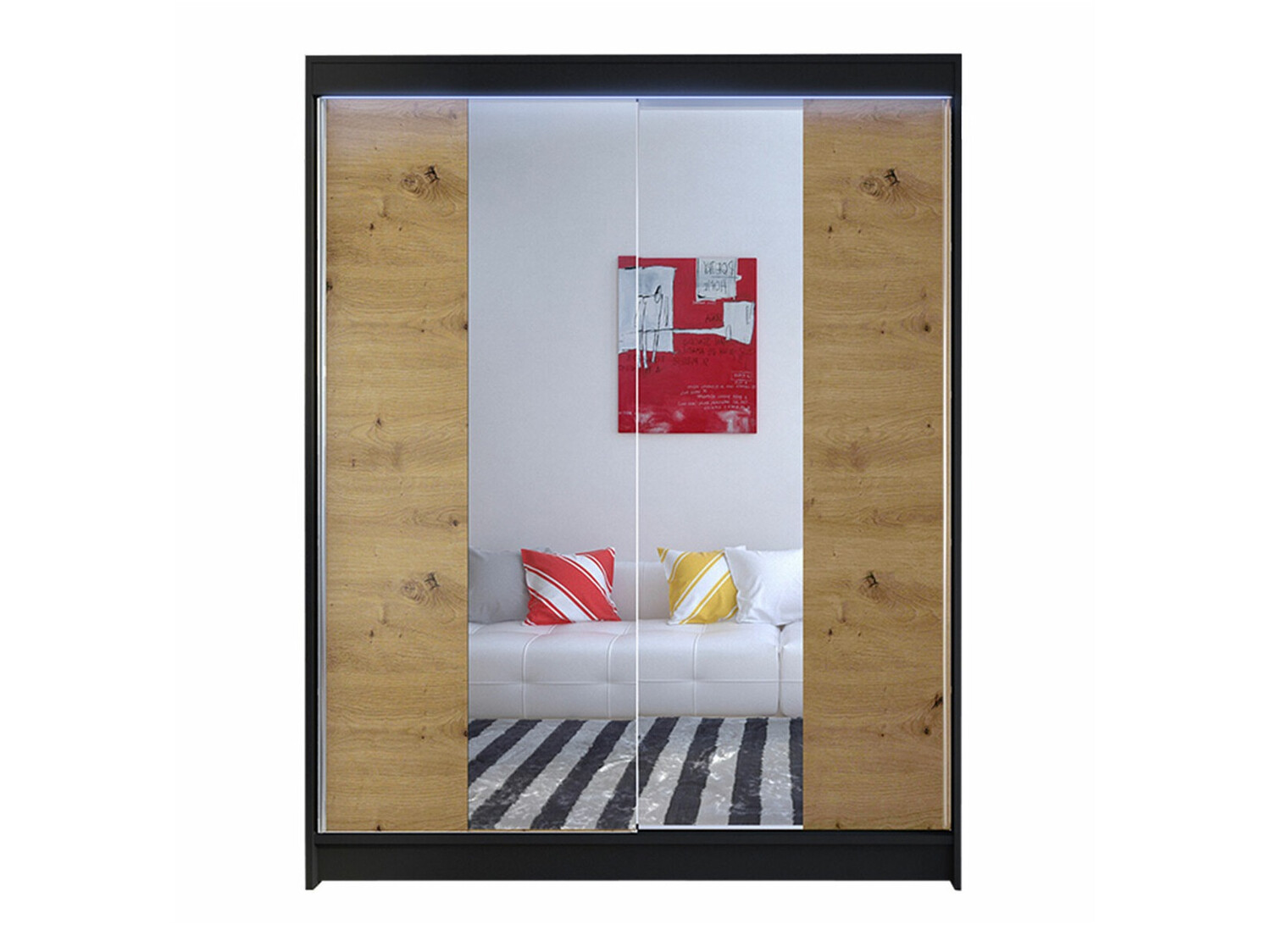 Riidekapp Closico Vastor II (Must + Artisan tamm)