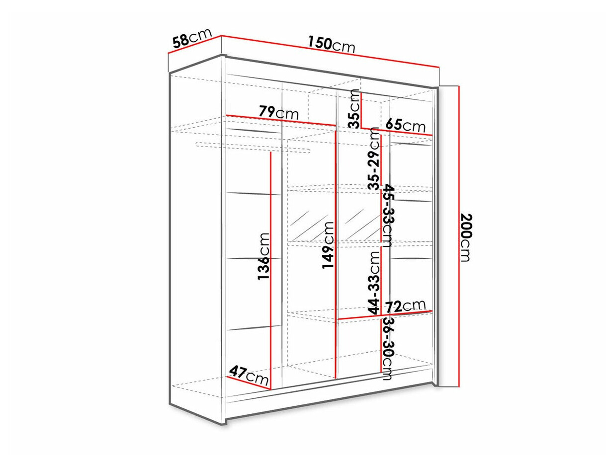 Riidekapp Closico 146 (Must + Artisan tamm)