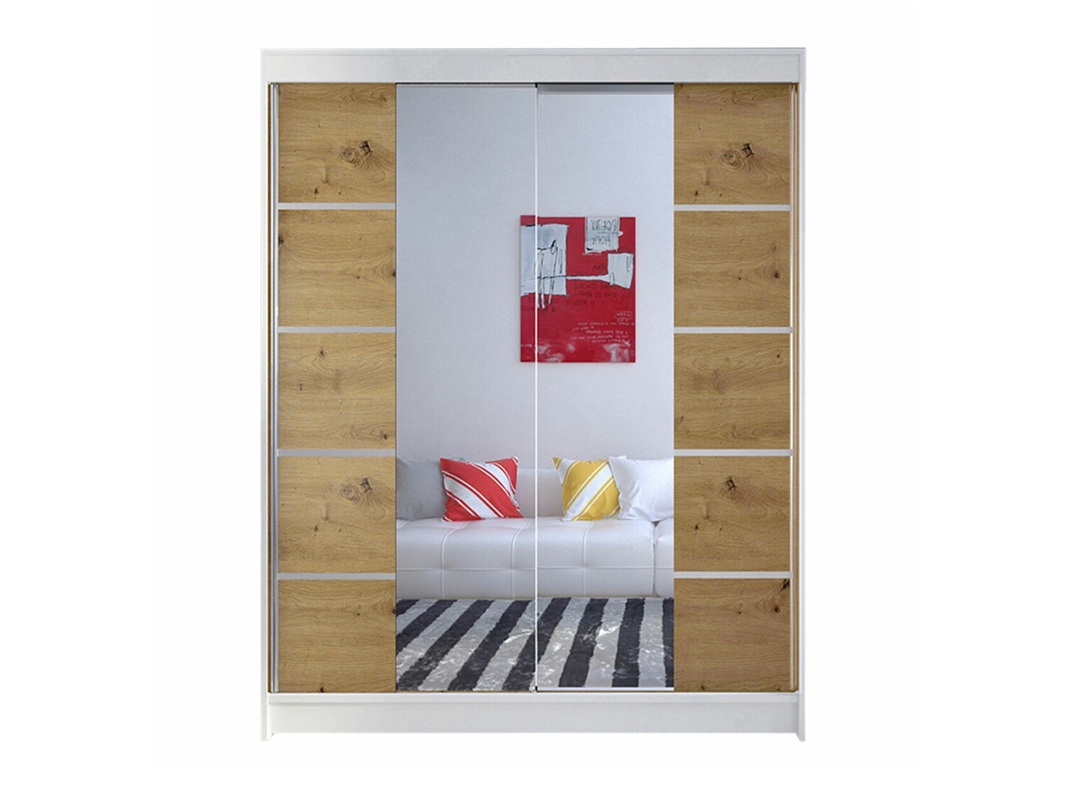 Riidekapp Closico 146 (Valge + Artisan tamm)