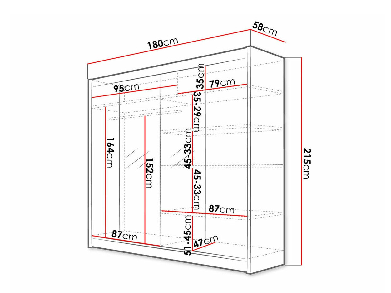 Riidekapp Closico Cavaris II (Must + Artisan tamm)