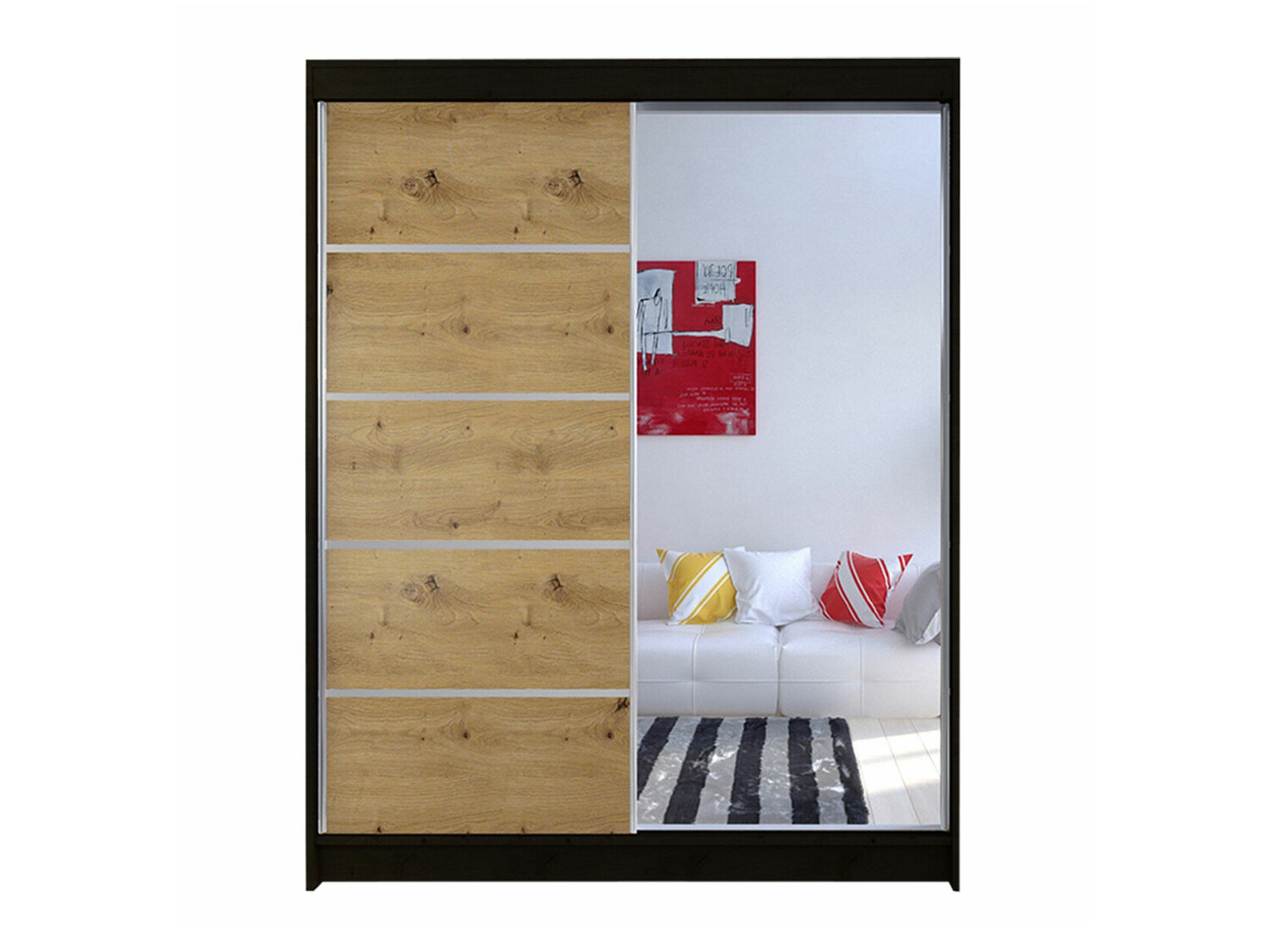 Riidekapp Closico Vastor III (Must + Artisan tamm)