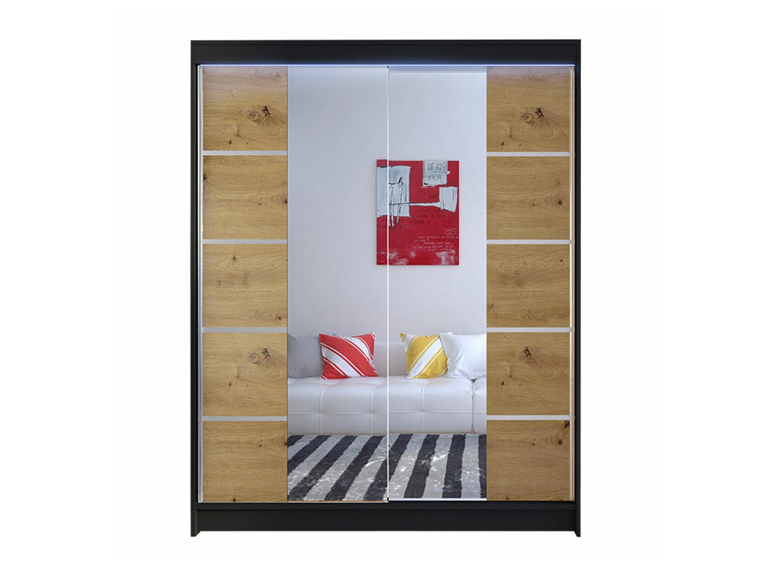 Riidekapp Closico Vastor V (Must + Artisan tamm)