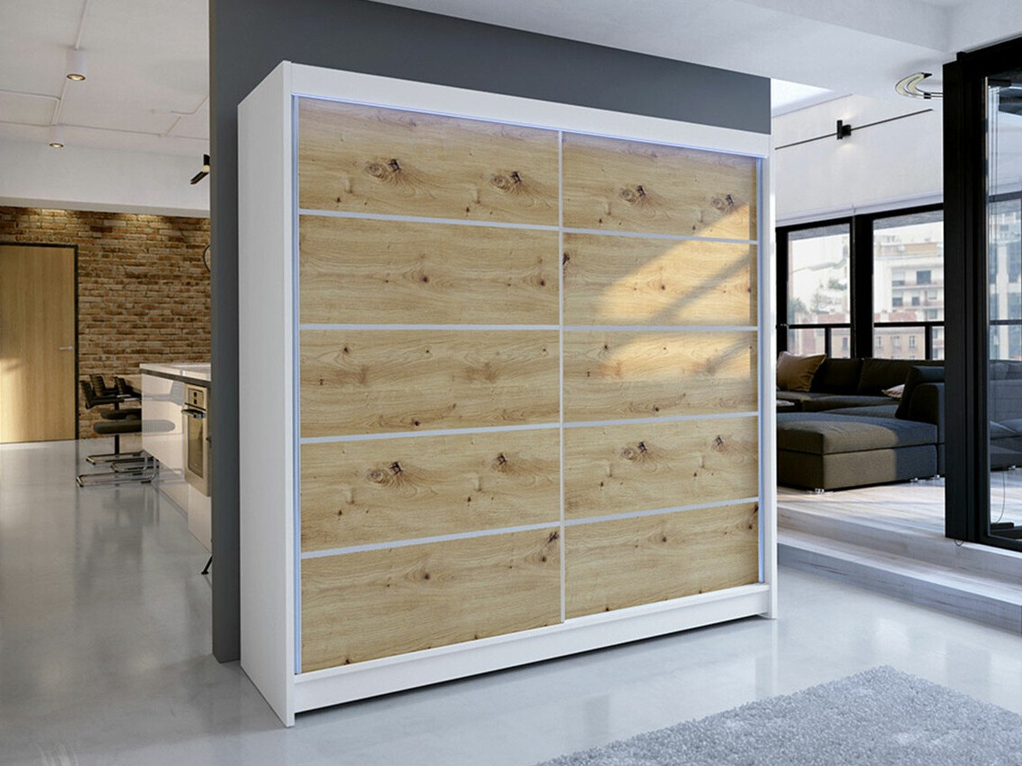 Riidekapp Closico Cavaris IV (Valge + Artisan tamm)