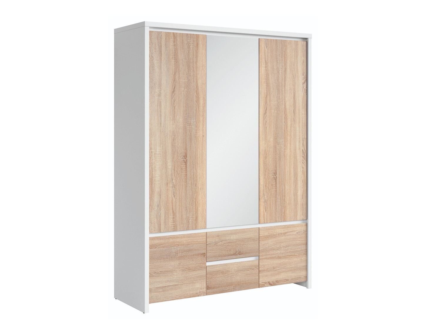 Riidekapp Nolroma 118 (Valge + Sonoma tamm)