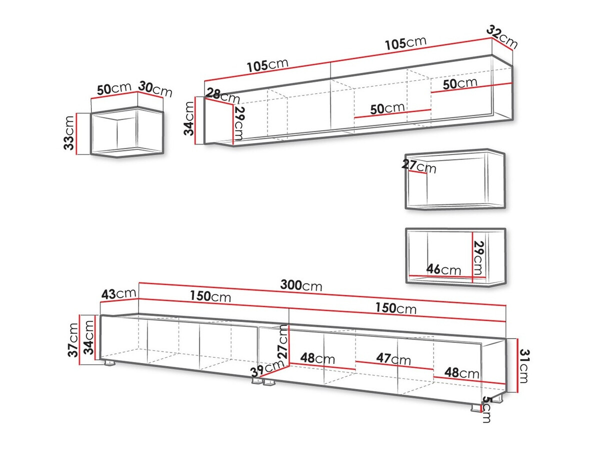 Elutoa komplekt Remus XXXI (Must + Läikiv must + Artisan tamm)